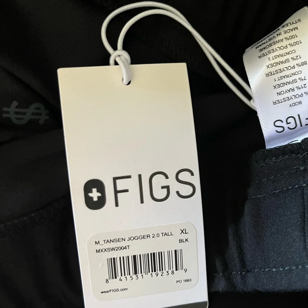 FIGS Tansen Jogger Scrub Pants NWT Black Size XL/T
